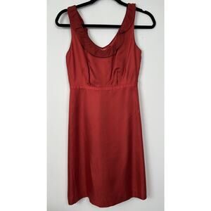 ANTHRPOLOGIE MOULINETTE SOEURS SILK GARNET RED SHEATH DRESS SZ 0 Y2K Babydoll